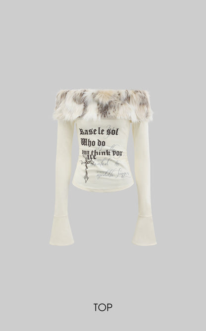 Off-Shoulder Faux Fur Top