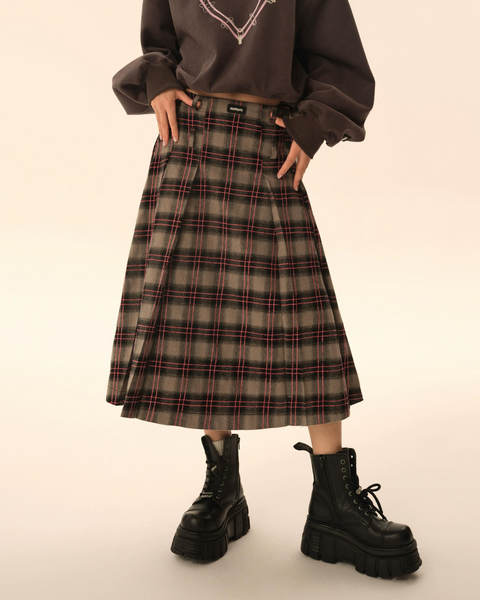 Big Plaid Long Skirt