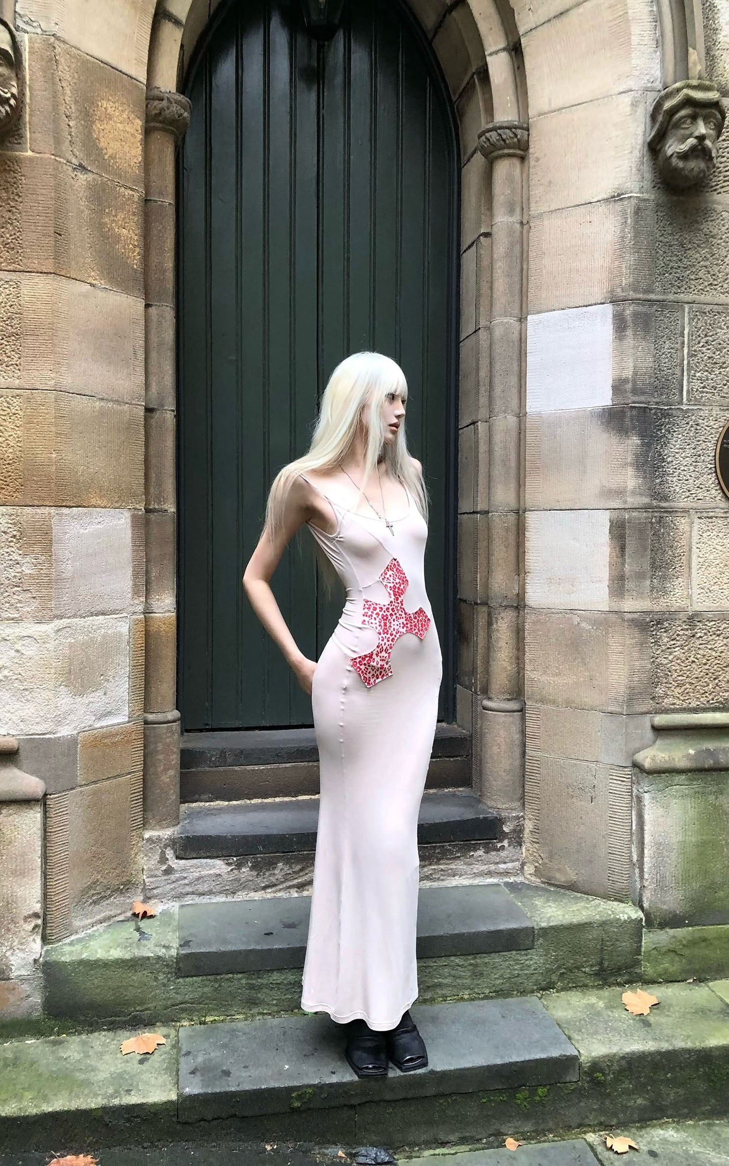 Leopard Appliqué Backless Maxi Dress