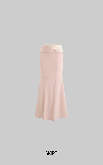Pink Long-Sleeve Top & Mermaid Skirt Set