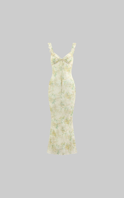 Watercolor Mesh Ruffle Dress