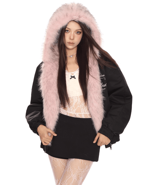 Reversible Pink Fur Jacket - My Store