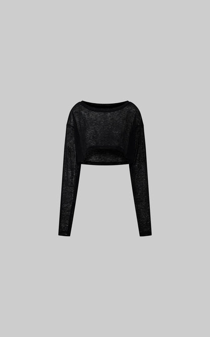 Sheer Knit Long-Sleeve Top