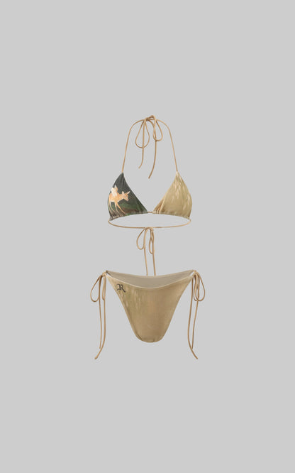 Fawn Mirage Printed Tie Bikini Set