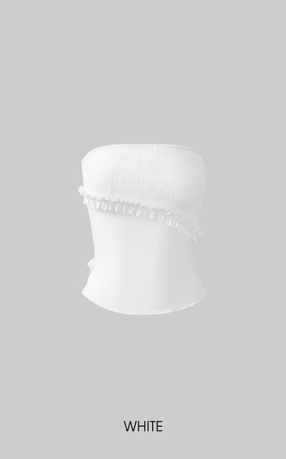 Lace Ruffle Trim Strapless Top