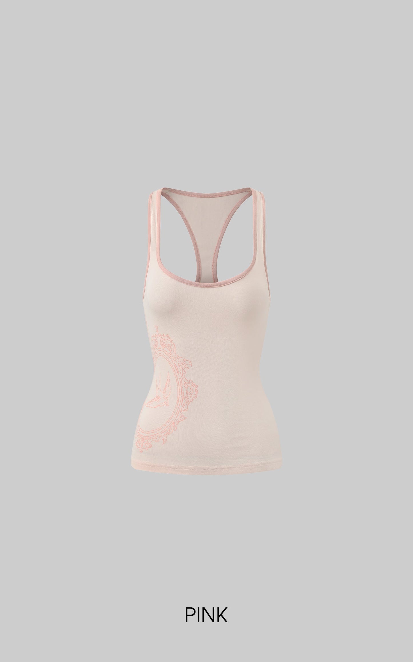 Contrast Frame Print Ribbed Fitted Top
