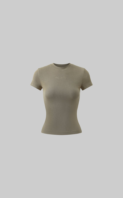 Fitted Ribbed Short Sleeve Tee