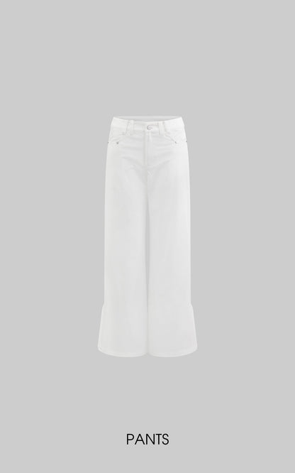 White Split Hem Utility Pants