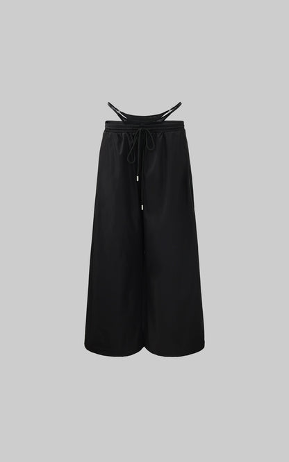 Double-Layered Overlap Drawstring Pants