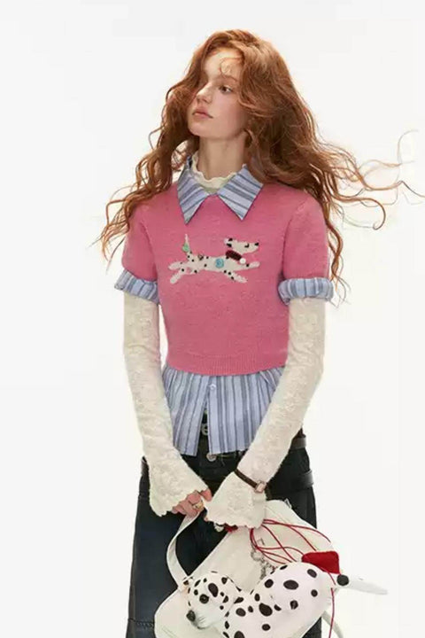 Slim Fit Dalmatian Knit Top - My Store