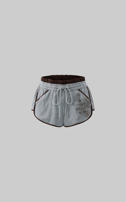 Distressed Ribbed Cotton Shorts