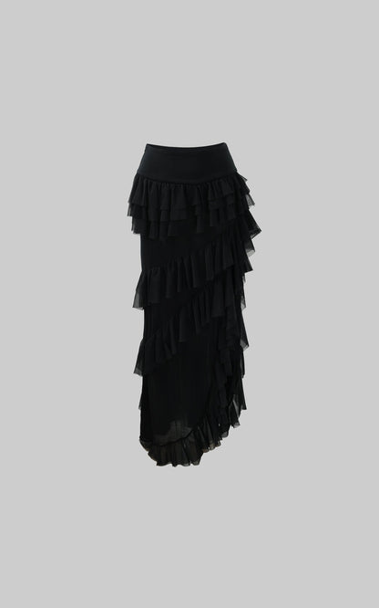 Layered Ruffle Long Skirt