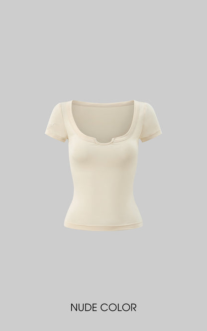 Contour-Cut Fitted Short Sleeve Tee