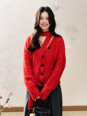 Red Knitted Cardigan - My Store