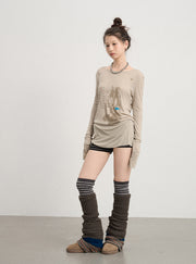 Fallen Print Long-Sleeved Top (4color)