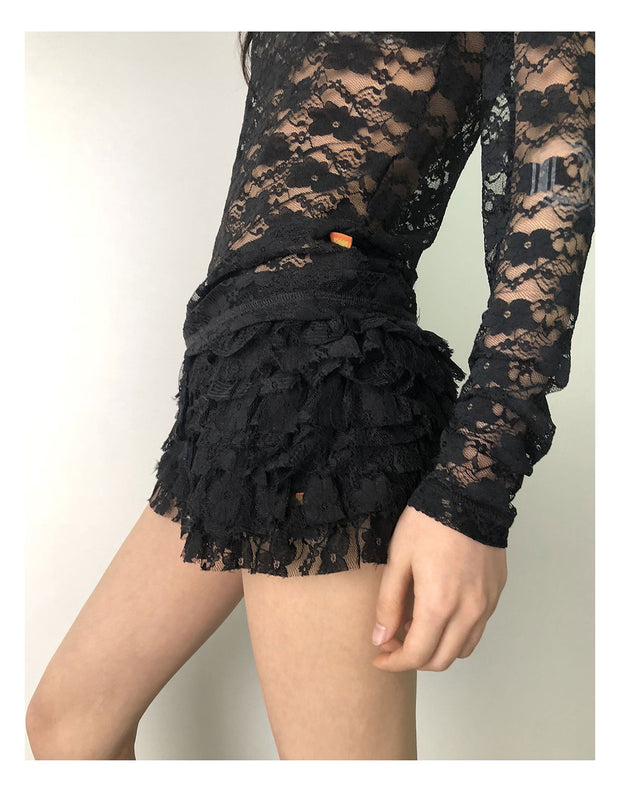Lace Frill Cake Skirt (2color)