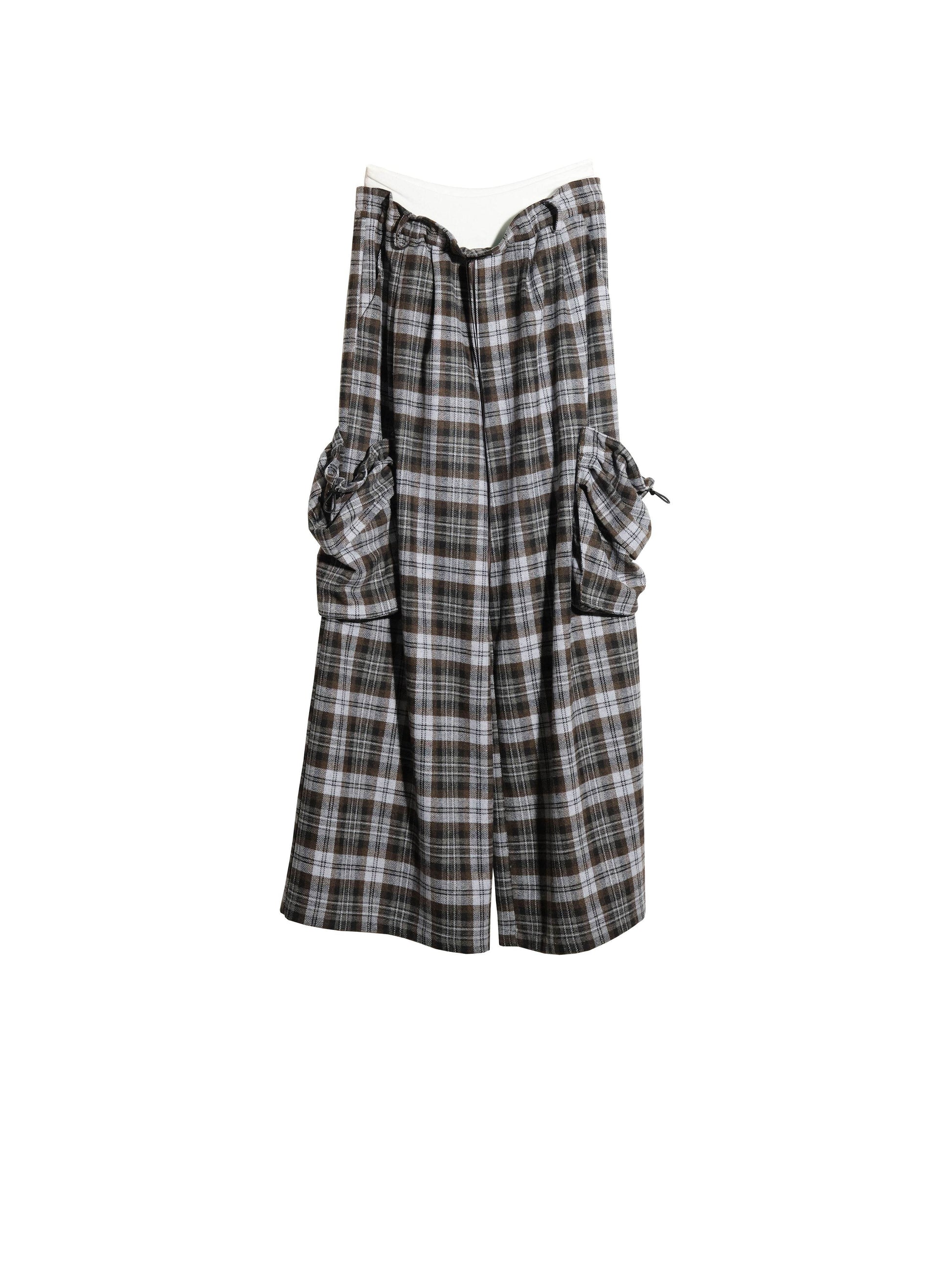 Plaid Double Waist Wide-Leg Pants - My Store