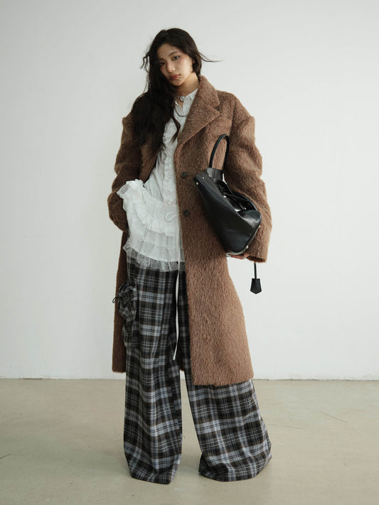 Plaid Double Waist Wide-Leg Pants - My Store