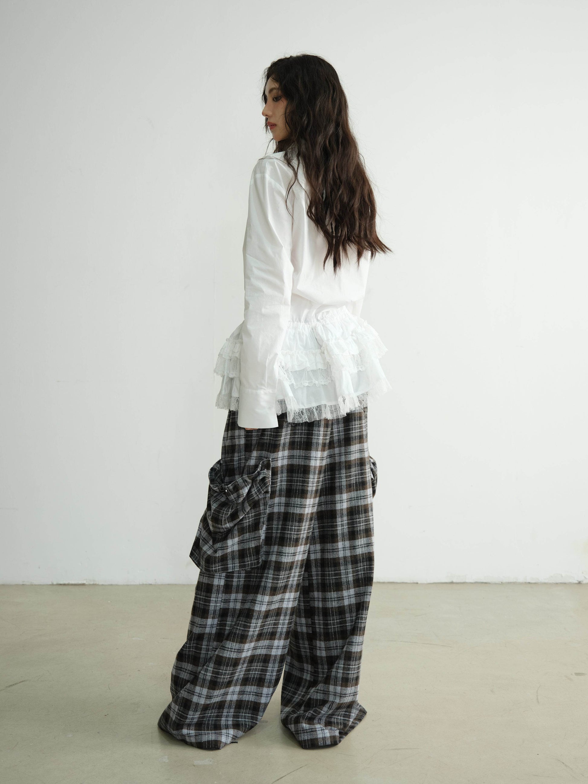 Plaid Double Waist Wide-Leg Pants - My Store