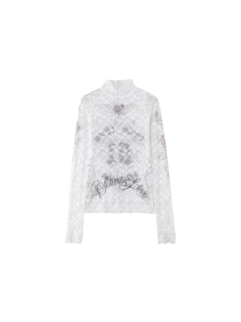 Printed Lace Base Layer Blouse - My Store