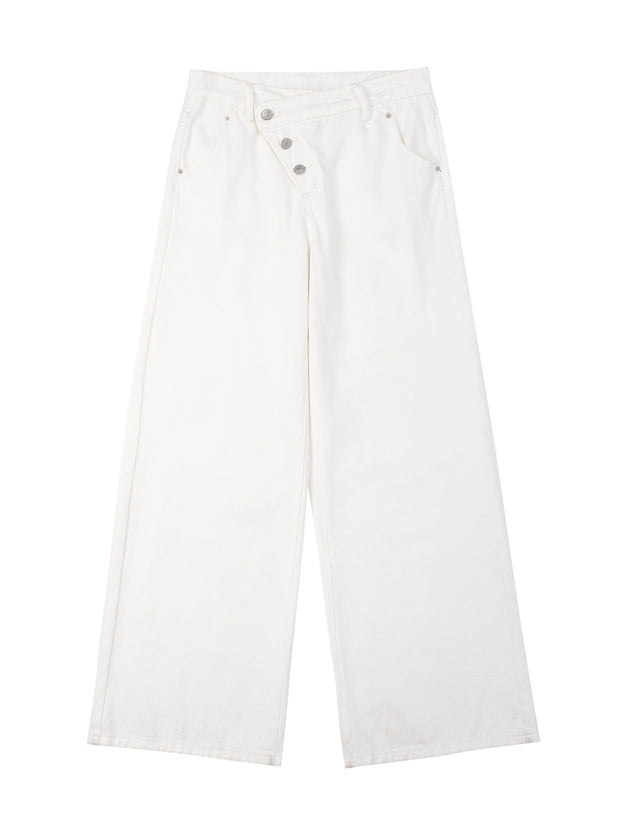 Unbalanced Button Wide Pants