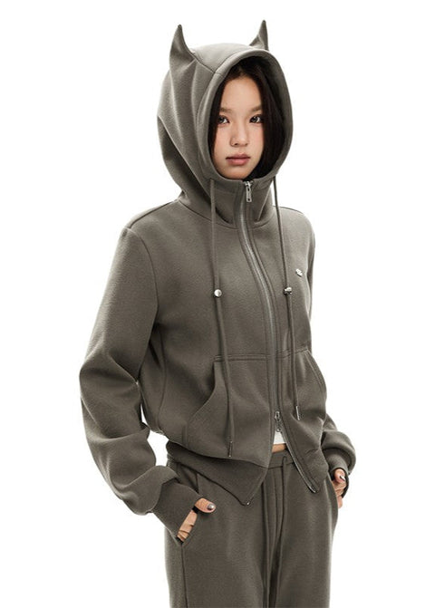 Horn Hood Zip Up Jacket