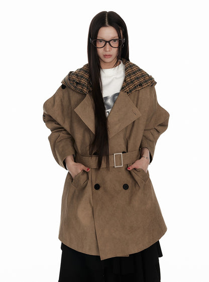 Modern Checkered Workwear Hood Jacket