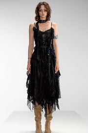 Lace Patchwork Drawstring Dress - My Store