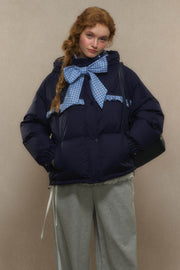 Cropped Bow Puffer Jacket - My Store