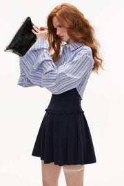 Striped Shirt And Cinched Waist Dress Set-Up - My Store