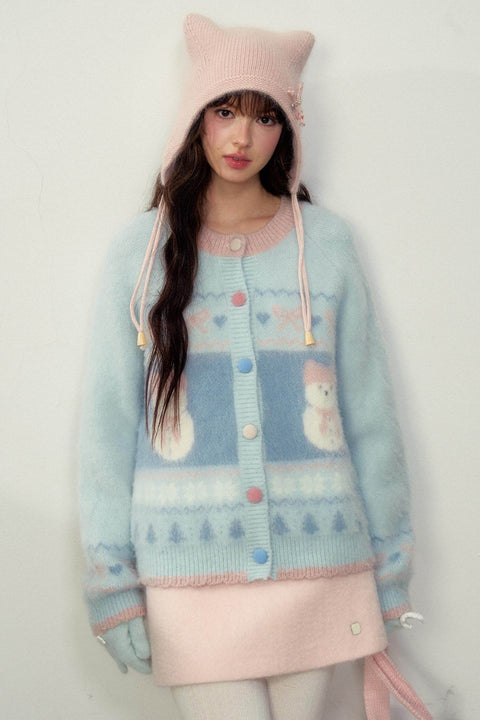 Blue Fair Isle Plush Sweater Jacket - My Store