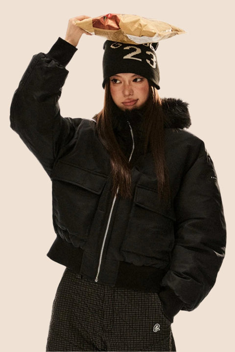 Vintage Hooded Fur Collar Down Jacket