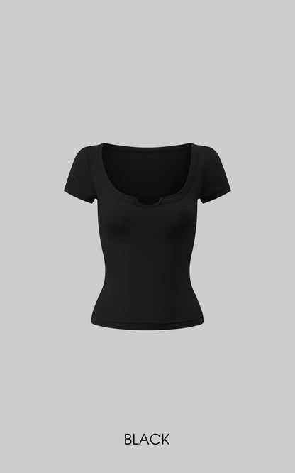 Contour-Cut Fitted Short Sleeve Tee