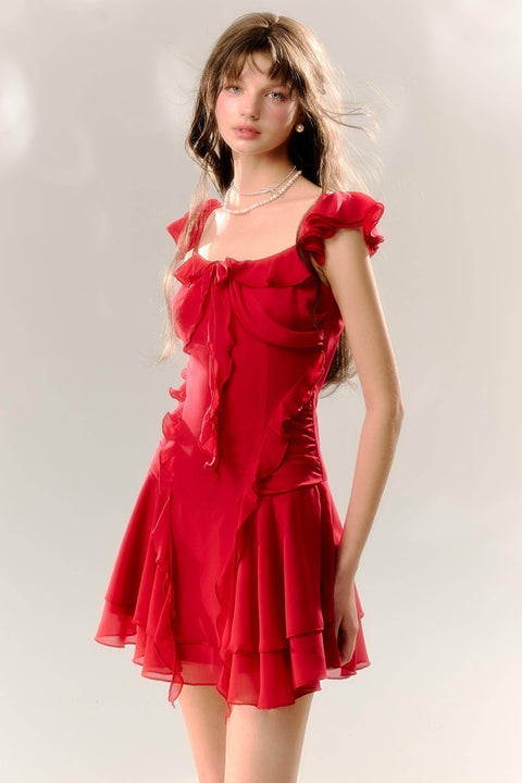 Roman Holiday Fly Sleeve Tail Dress - My Store