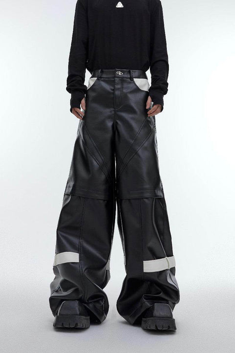 Straps PU Leather Pants - My Store