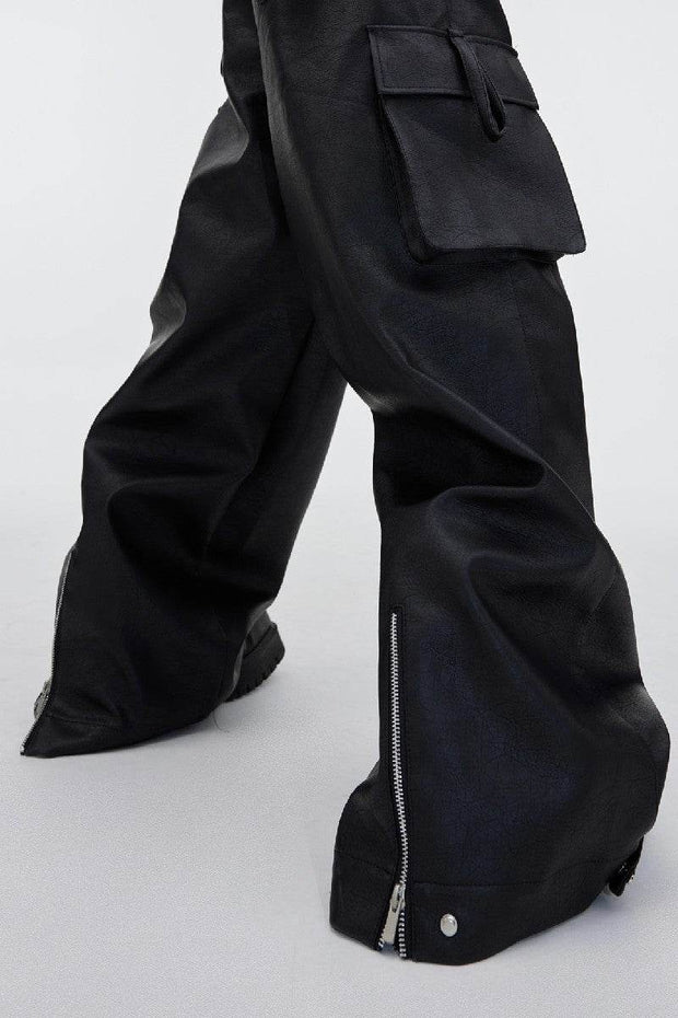 PU Leather Multi Pocket Trousers - My Store