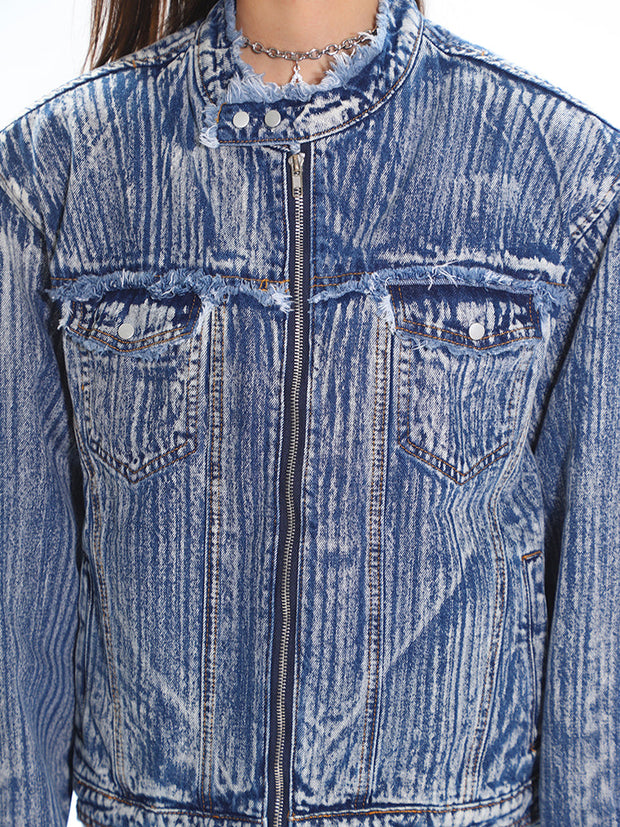 Distressed Boxy Denim Jacket