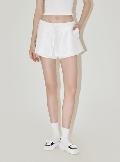 French Satin Lace Skirt Shorts