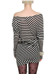 1Jinn Studio Black & White Striped Asymmetrical Dress - My Store