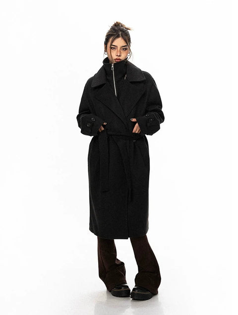 Oversized Belted Double Breasted Coat