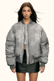 Oversized Faded Bomber Jacket