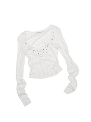 Deep V-Neck Studded Rhinestone Top - My Store