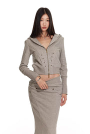 Hooded Sweatshirt Jacket & Long Skirt - My Store