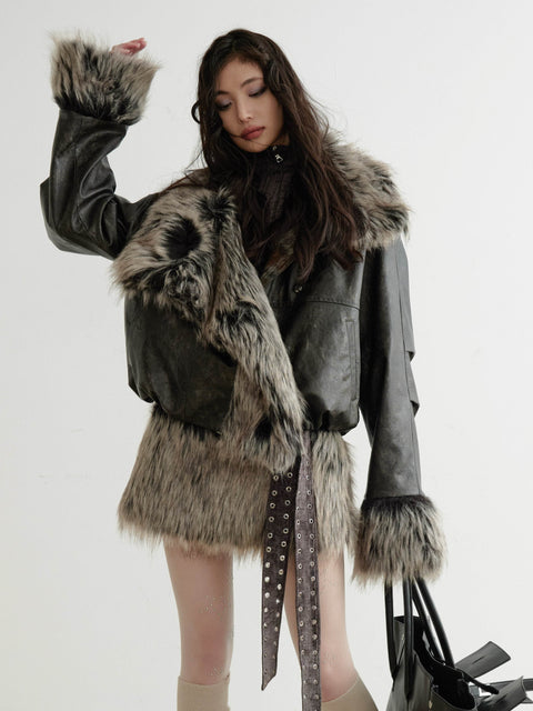 Reversible Faux Leather Fur Jacket - My Store