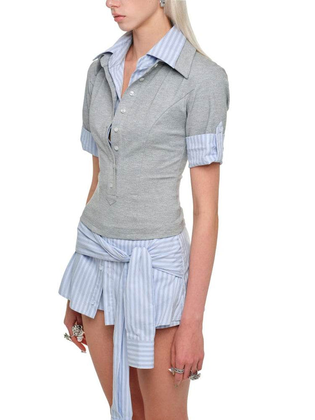 1Jinn Studio Striped Tie-Waist Shirt Skirt - My Store