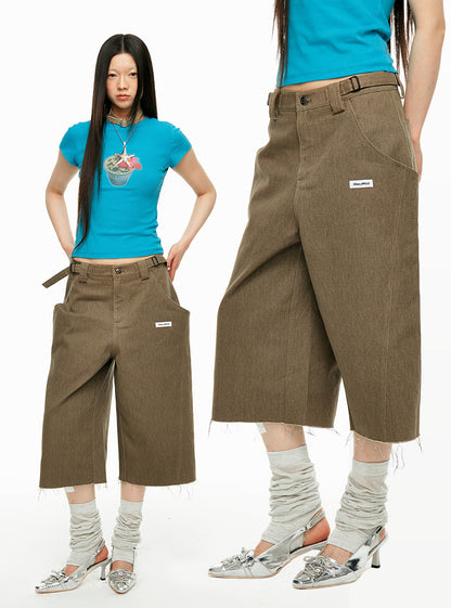 Straight Wide Cut Denim Pants