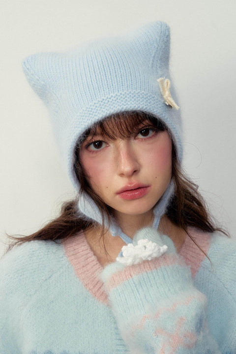 Soft Rabbit Fur Kitten Hat - My Store