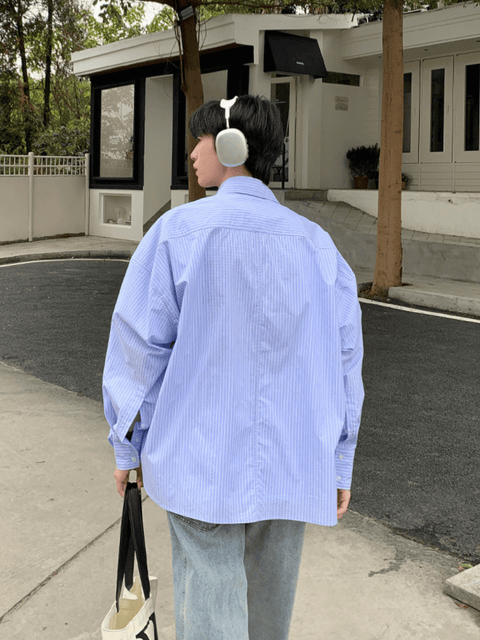 Blue and White Oversized Shirt