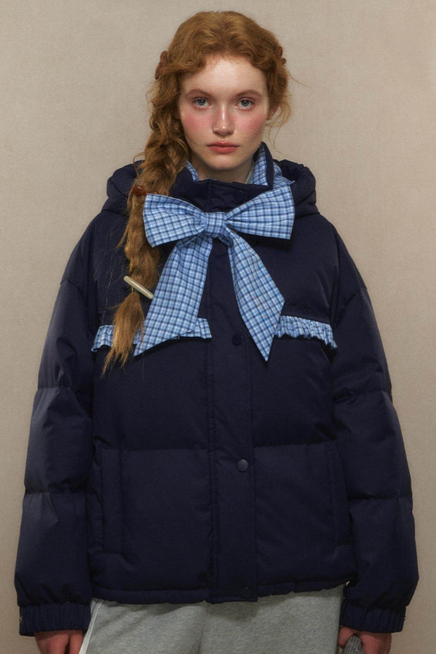 Cropped Bow Puffer Jacket - My Store