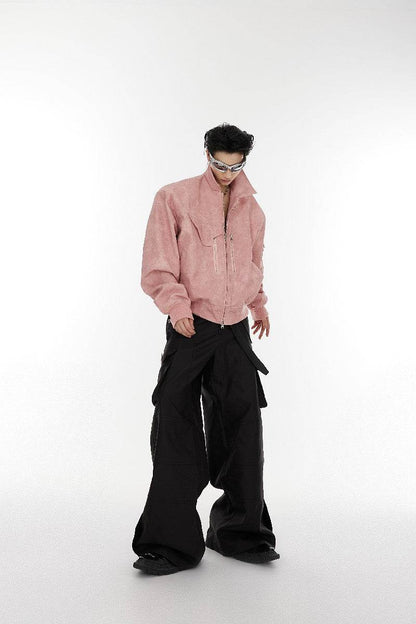 Shoulder Pads Washed PU Leather Jacket - My Store
